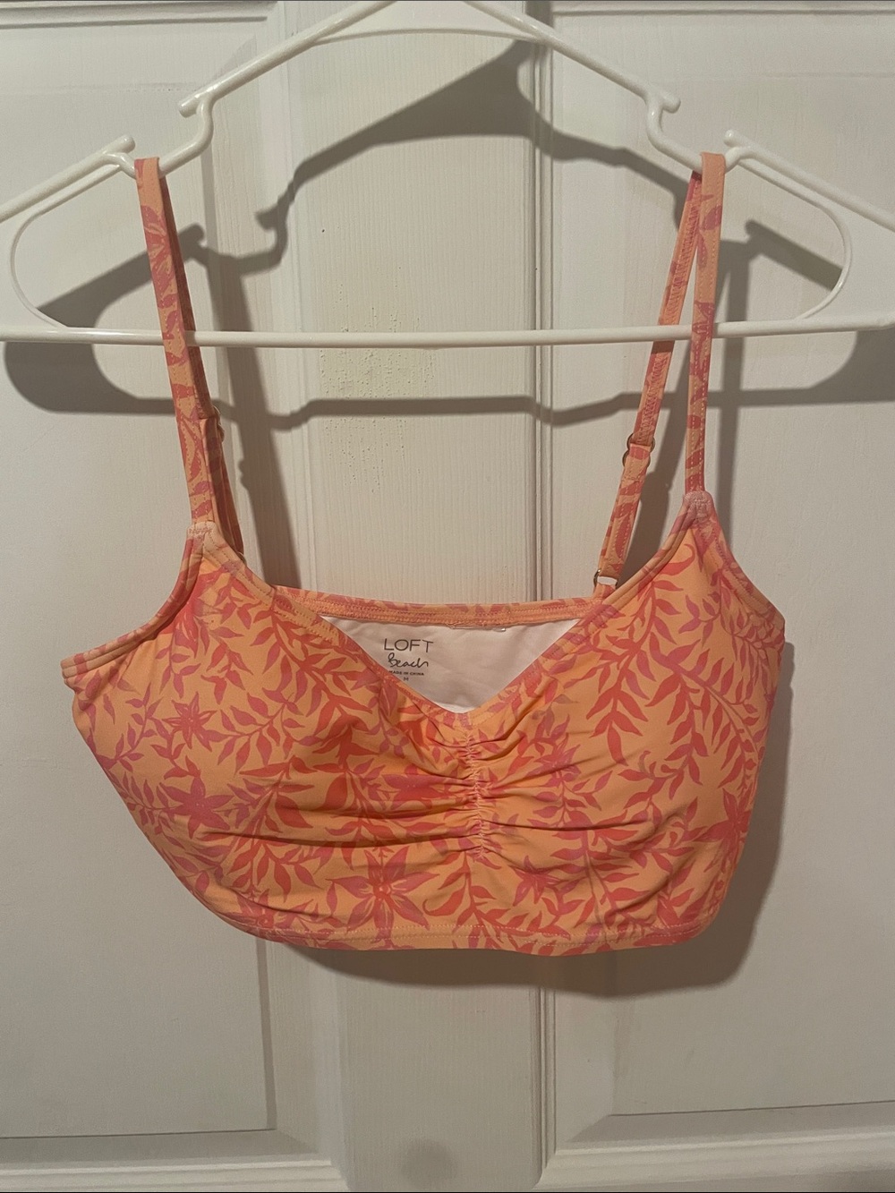 LOFT Peach and Coral Leaf Print Swim Set